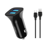 Incarcator Auto XO TZ10 MicroUSB (2*USB 12W) Negru