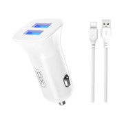 Incarcator Auto XO TZ10 TipC 2USB/2A/12W Alb