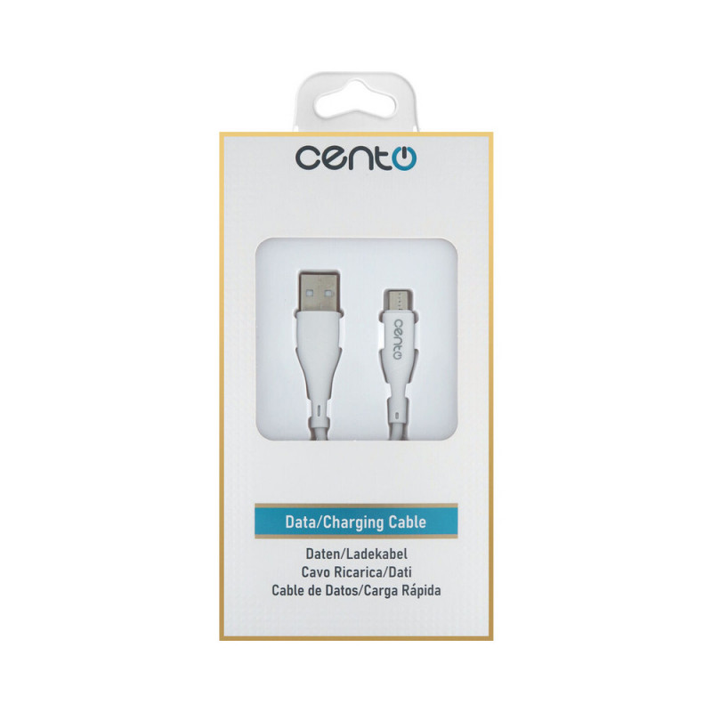 Cablu CENTO C100 Micro-USB (1m,3A) Alb
