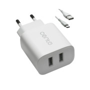 Incarcator Voiaj CENTO P213 TipC 2USB/2A Alb