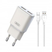 Incarcator Voiaj XO L92 MicroUSB 2USB/2A Alb